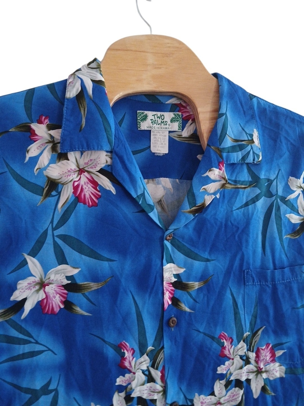Vintage‎ Two Palms Men's Hawaiian Aloha Shirt The Midnight Orchid Print 2XL